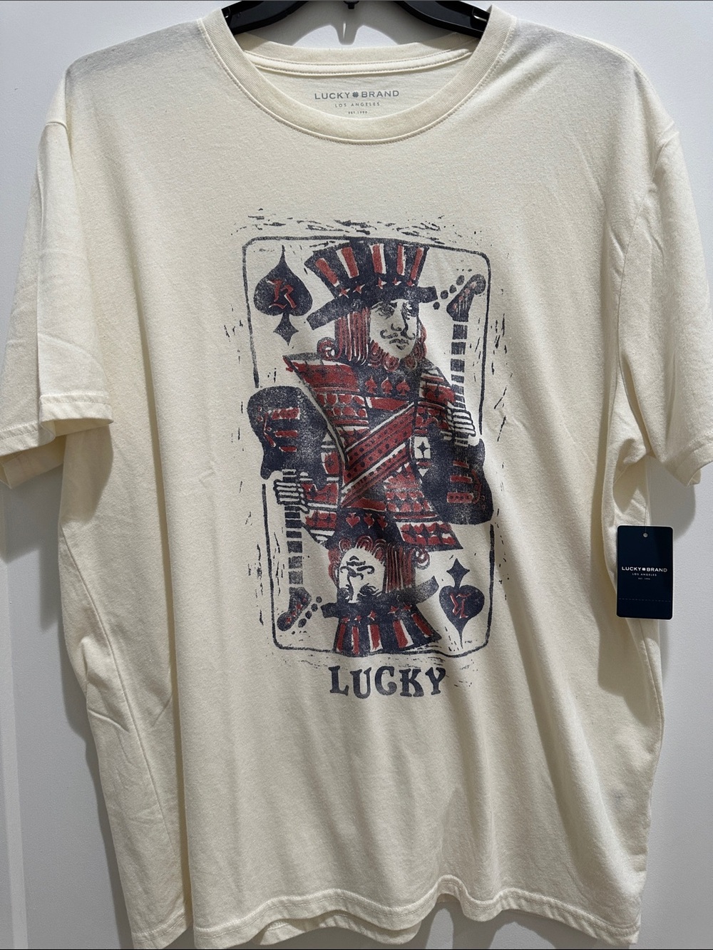 Lucky Brand Cream Short-Sleeve Tee with Red & Black King Graphic